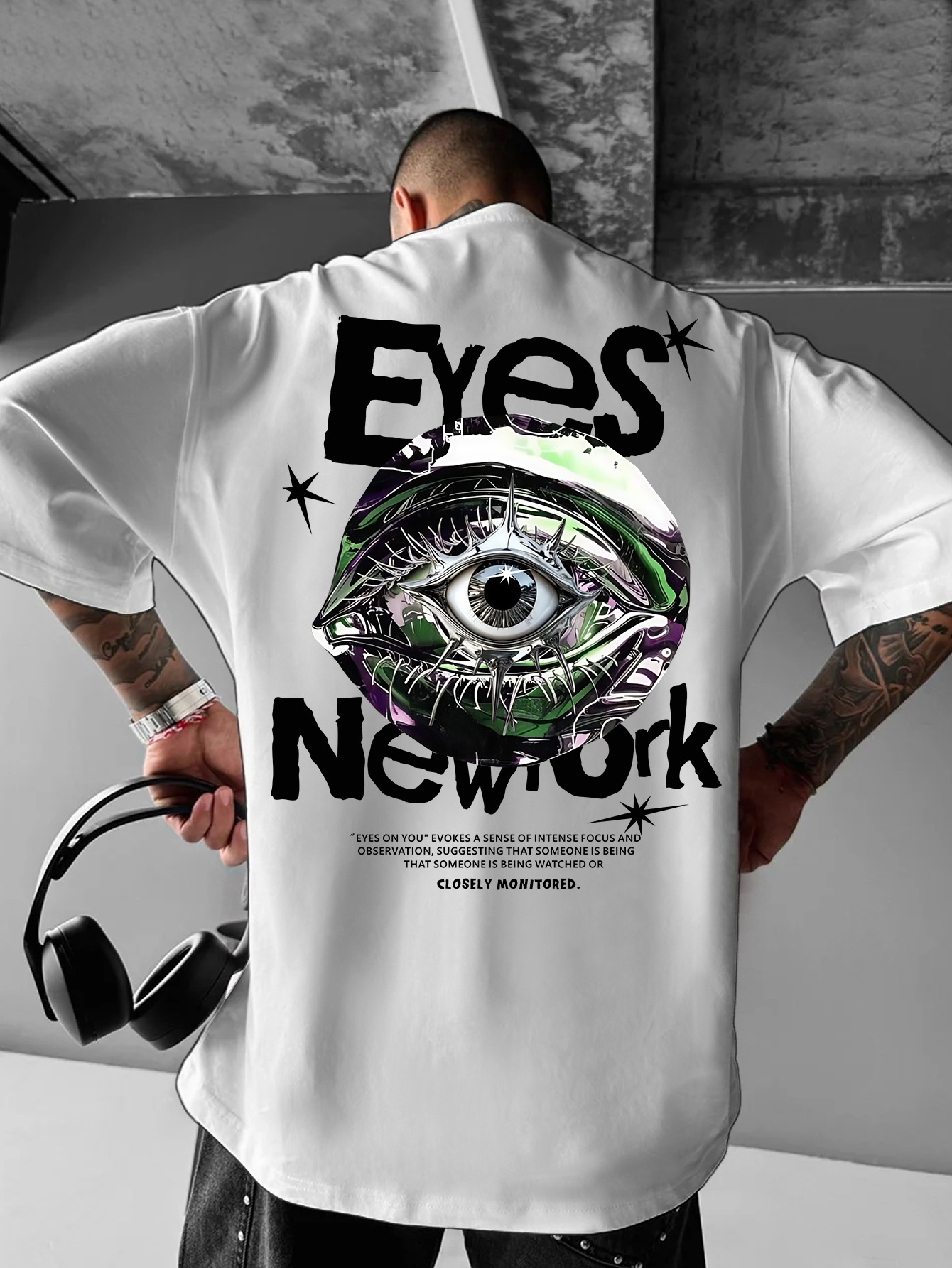 Streetwear Brand With Eye - T-shirt Oversize da Uomo New York